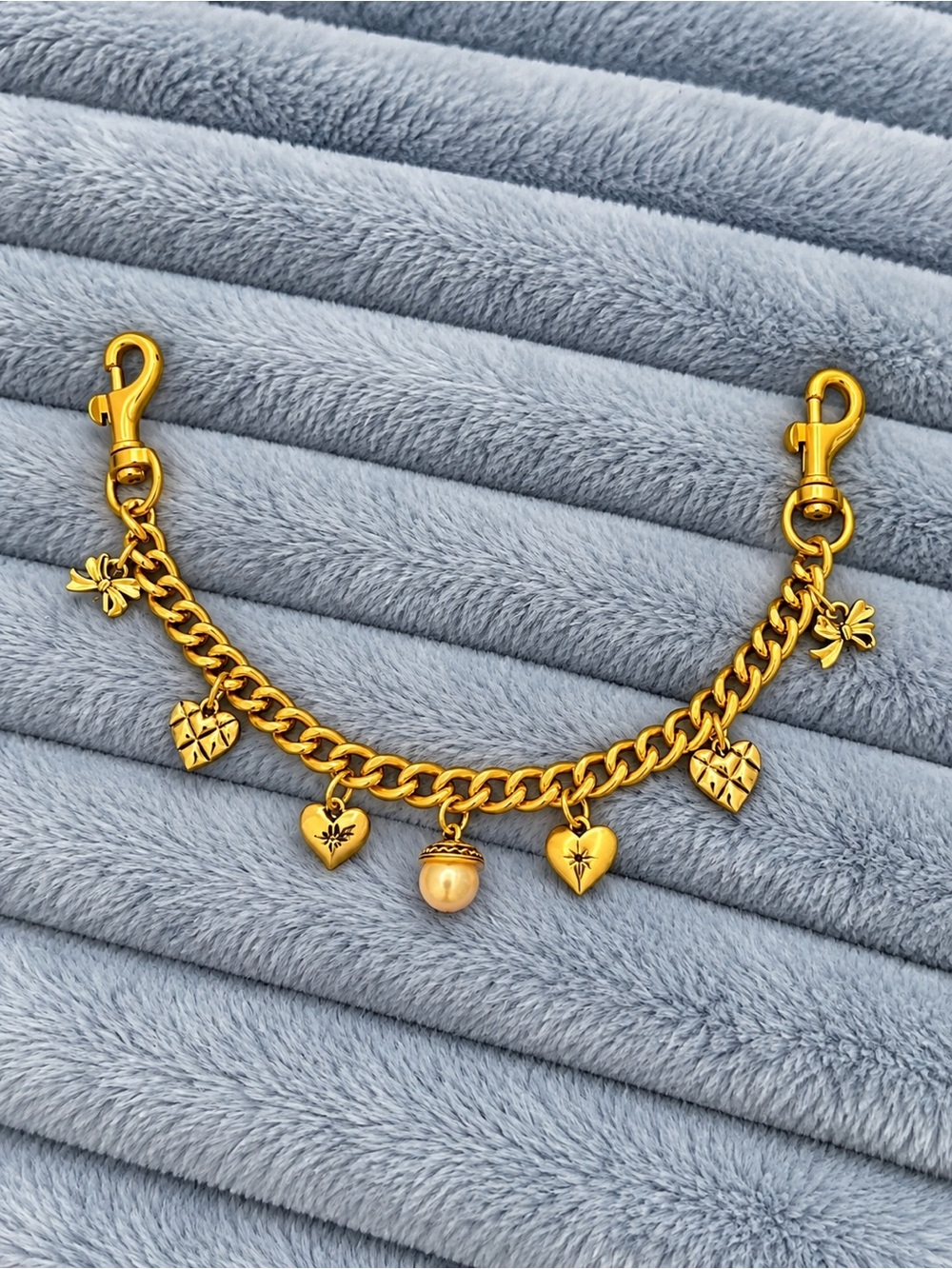 Handcrafted Gold Tone Bag Charm Chain